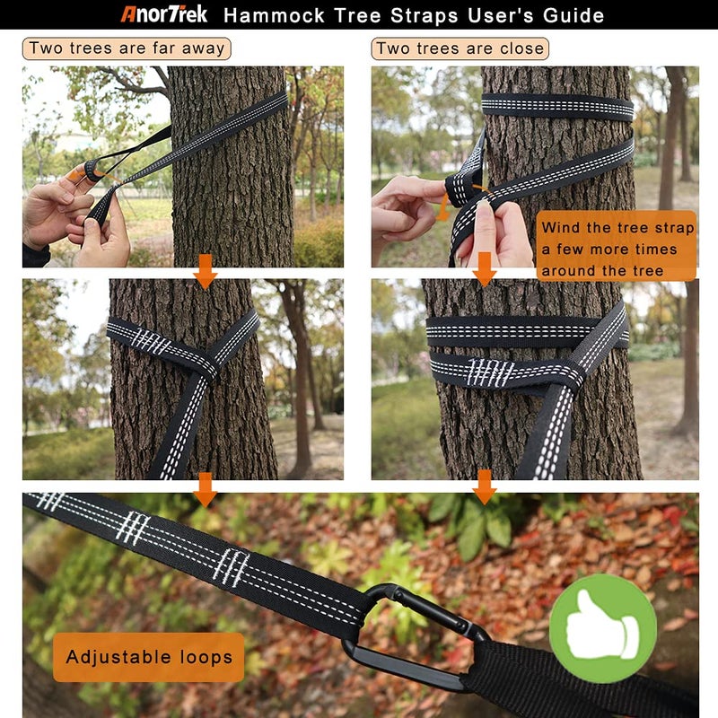 AnorTrek Camping Hammock  Super Lightweight Portable Parachute Hammock with Two Tree Straps Single or Double Nylon Travel Tree Hammocks for Camping Backpacking Hiking Blue&Dark Blue - Image 3